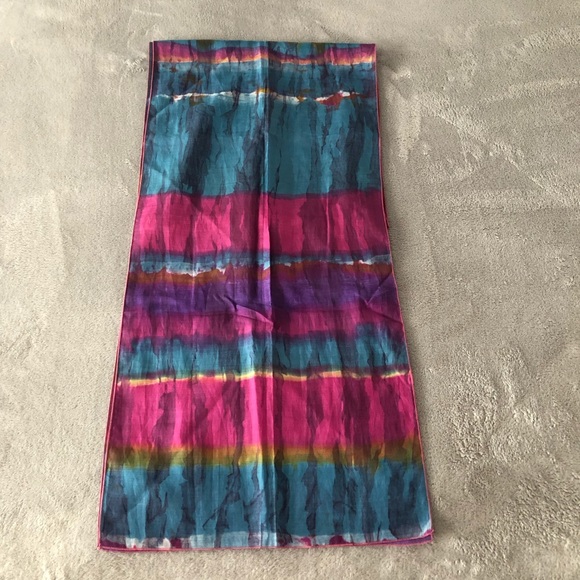 FUSHIA, TEAL, GOLD, PURPLE, WHITE SCARF - Picture 4 of 8